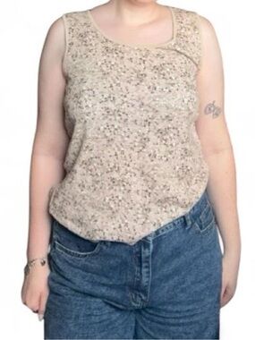 Vintage White Stag Dainty Floral Tank Top // Size Medium (8-10)